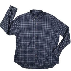Ralph Lauren Button Up Shirt Men's XXL Blue Plaid Long Sleeve Classic Preppy